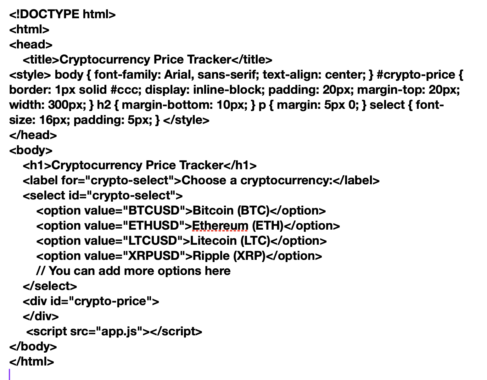 html element creation. 