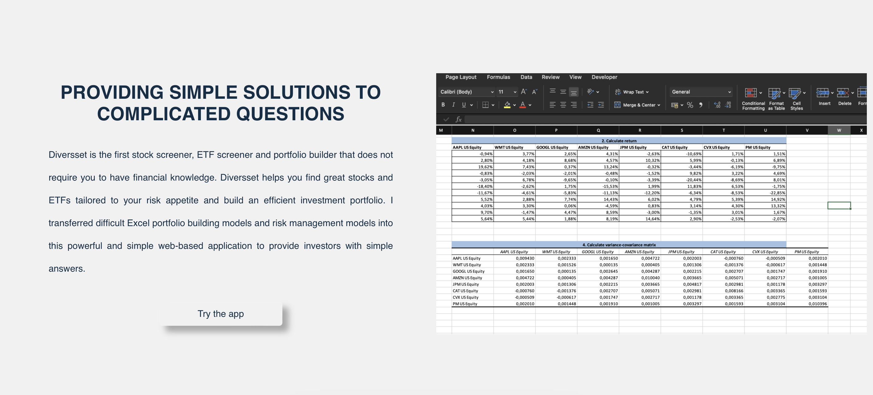 stock screener and efficient investment portfolio builder. portfolio risk minimization. the Markowitz model. efficient portfolio. asset allocation. 